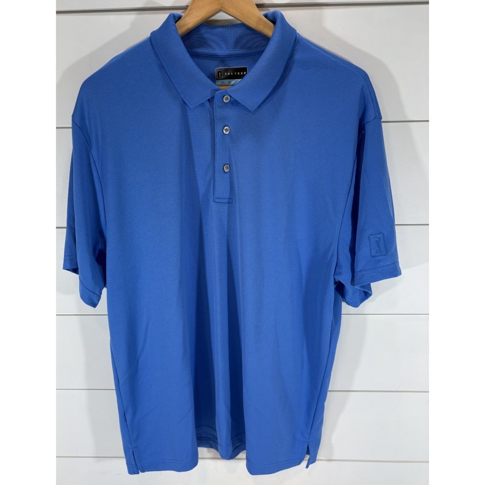 PGA Tour Golf Polo Shirt Blue Size Adult XL Logo Buttons Classic